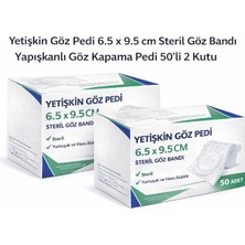 AK-SA-STR Yetişkin Göz Pedi 6.5 x 9.5 cm Steril Yapışkanlı Göz Bandı 50’li 2 Kutu Göz Kapama Pedi