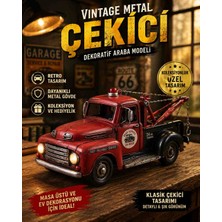 Vintage Metal Çekici Dekoratif Araba Modeli Tow Truck Klasik Nostaljik Metal Araba Biblo Masa Üstü Dekor