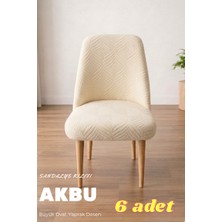Akbu Sandalye Kılıfı , 6lı Paket , A Kalite Mutfak Büyük Oval ,yıkanabilir , Lastikli Sandalye Örtüsü