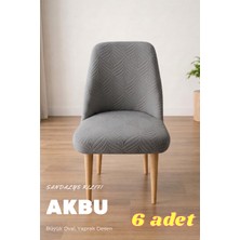 Akbu Sandalye Kılıfı , 6lı Paket , A Kalite Mutfak Büyük Oval ,yıkanabilir , Lastikli Sandalye Örtüsü