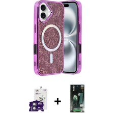 DS LLC Ieg™ iPhone 16 Kılıf Eksen Çizgi - Siyah 360 Mat Full Body Arka Koruyucu + Yeşil Bilvis Titan