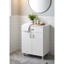 Bmd Mobilya Çok Amaçlı Mutfak Dolabı 60x58x85 cm | Raflı Balkon Banyo Kiler Düzenleyici Dolap