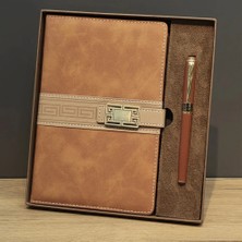 Uslucan Alışveriş Taba Rengi Termo Deri Defter ve Metal Roller Kalem Seti