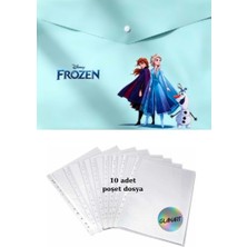 Glanart A4 Boy Çıt Çıt  Ödev Dosyası +10\' Lu Poşet Dosya  Frozen Yeşil