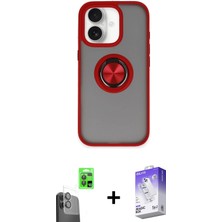 DS LLC Ieg™ iPhone 16 Kılıf Yörünge Çizgi - Siyah Bilvis 5in1 3D Magic Cam Ekran Koruyucu + Siyah Ra