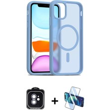 DS LLC Ieg™ iPhone 11 Kılıf Siluet Minimal Prime - Siyah 3D Antistatik Cam Ekran Koruyucu + Mavi Pvd Me
