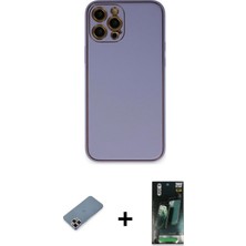 DS LLC Ieg™ iPhone 12 Pro Kılıf Yadigar Klasik - Şeffaf 360 Full Body Arka Koruyucu + Mor Metal Kamera
