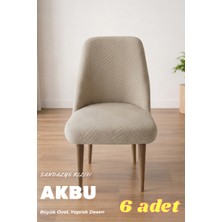 Akbu Sandalye Kılıfı , 6lı Paket , A Kalite Mutfak Büyük Oval ,yıkanabilir , Lastikli Sandalye Örtüsü