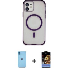 DS LLC Ieg™ iPhone 11 Kılıf Eksen Klasik Koleksiyonu - Siyah Buffer Hayalet Cam Ekran Koruyucu + Mavi N