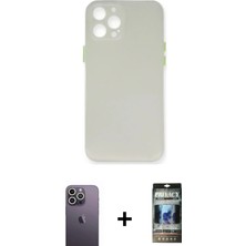 DS LLC Ieg™ iPhone 12 Pro Kılıf Yadigar Yansıma Serisi - Siyah 34D Hayalet Izgaralı Cam + Beyaz Neon