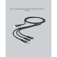 AK-SA-STR Dayanıklı Metal Başlıklı 3’ü 1 Arada Şarj Kablosu – Tüm Cihazlarla Uyumlu