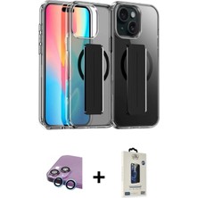 DS LLC Ieg™ iPhone 15 Kılıf Nova Işık Koleksiyonu - Siyah Bilvis Hayalet Cam Ekran Koruyucu + Mavi Ra