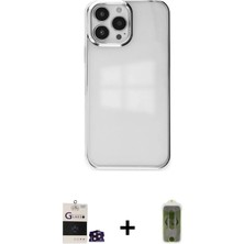 DS LLC Ieg™ iPhone 14 Pro Max Kılıf Doruk Doku Prime - Siyah Joko Magic 5d Hayalet Cam + Derin Mor Bilv