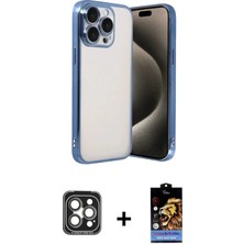 DS LLC Ieg™ iPhone 15 Pro Max Kılıf Vadi Minimal - Siyah Buffer Hayalet Cam Ekran Koruyucu + Gri Pvd Me