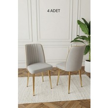 Deren Home Ada Gold 4 Adet Silinebilir Baby Face Kumaş Metal Ayak Mutfak Salon Sandalyesi
