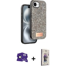 DS LLC Ieg™ iPhone 16E Kılıf Vadi Klasik Serisi - Siyah Bilvis 3D Cam Ekran Koruyucu + Siyah Bilvis Tit