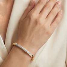 Lorivelle Kadın Paslanmaz Çelik Kelepçe Bileklik | 14K Altın Kaplama Kararmaz Gold Modern Minimalist Tasarım