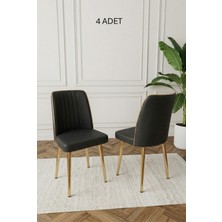 Deren Home Ada Gold 4 Adet Silinebilir Baby Face Kumaş Metal Ayak Mutfak Salon Sandalyesi