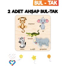 Eğitici 2 Adet Bul-Tak Oyuncak Orman Hayvanları ve Sebzeler