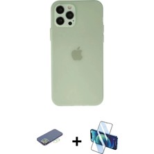 DS LLC Ieg™ iPhone 12 Pro Max Kılıf Atlas Minimal Prime - Siyah 3D Antistatik Cam Ekran Koruyucu + Yeş