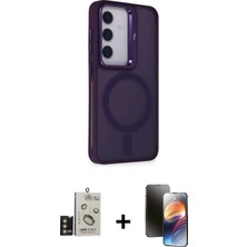 DS LLC Ieg™ Galaxy S24 Kılıf Akış Form - Siyah 3D Antistatik Mat Seramik Nano Ekran Koruyucu + Gold B