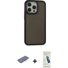 DS LLC Ieg™ iPhone 13 Pro Max Kılıf Eksen Işık - Şeffaf Pasifik Cam Ekran Koruyucu + Mavi Renkli Kam