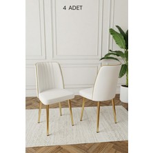 Deren Home Ada Gold 4 Adet Silinebilir Baby Face Kumaş Metal Ayak Mutfak Salon Sandalyesi