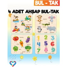 Eğitici 4 Adet Bul-Tak Oyuncak Orman Hayvanları, Taşıtlar, Sebzeler ve Rakamlar