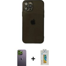 DS LLC Ieg™ iPhone 12 Pro Max Kılıf Ahenk Doku - Siyah Polymer Nano Ekran Koruyucu + Yeşil Neon Fosfor