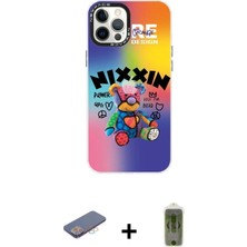 DS LLC Ieg™ iPhone 12 Pro Max Kılıf Siluet Çizgi Koleksiyonu - Siyah Joko Magic 5d Hayalet Cam + Pembe