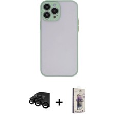 DS LLC Ieg™ iPhone 15 Pro Kılıf Ahenk Çizgi Serisi - Siyah Bilvis 3D Cam Ekran Koruyucu + Siyah Raze M