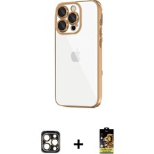 DS LLC Ieg™ iPhone 16 Pro Max Kılıf Vadi Minimal - Siyah Buffer Cam Ekran Koruyucu + Gold Pvd Metal Kam