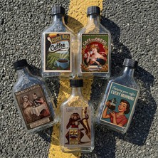 Vermeer Cold Brew Cam Şişe Vıntage Coffee Stıcker 5 Adet Hediyelik Saklama Şişesi