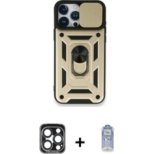 DS LLC Ieg™ iPhone 15 Pro Max Kılıf Ahenk Klasik - Siyah Joko Magic 5d Cam + Lacivert Pvd Metal Kamera