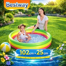 Bestway 3 Halkalı Renkli Şişme Çocuk Havuzu 102X25 cm