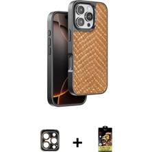 DS LLC Ieg™ iPhone 16 Pro Max Kılıf Vadi Özel Seri - Siyah Buffer Cam Ekran Koruyucu + Gold Pvd Metal