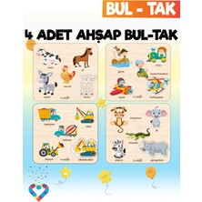 Eğitici 4 Adet Bul-Tak Oyuncak Hayvanlar, Taşıtlar, Iş Makineleri ve Orman Hayvanları