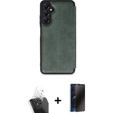DS LLC Ieg™ Galaxy A15 4g Kılıf Zirve Yansıma Serisi - Siyah 3D Antistatik Hayalet Cam Ekran Koruyucu