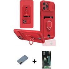 DS LLC Ieg™ iPhone 12 Pro Kılıf Vadi Form Prime - Şeffaf 360 Full Body Arka Koruyucu + Mor Metal Kamer