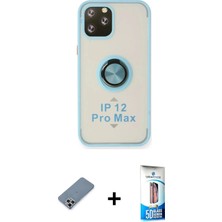 DS LLC Ieg™ iPhone 12 Pro Max Kılıf Yörünge Çizgi - Siyah 5d Eko Cam Ekran Koruyucu + Gümüş Metal