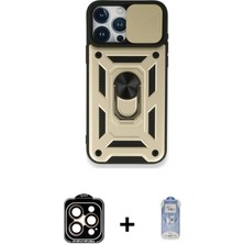 DS LLC Ieg™ iPhone 15 Pro Max Kılıf Ahenk Klasik - Siyah Joko Magic 5d Cam + Turuncu Pvd Metal Kamera L
