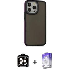 DS LLC Ieg™ iPhone 15 Pro Max Kılıf Eksen Işık - Siyah Bilvis 5in1 3D Magic Cam Ekran Koruyucu + Turu