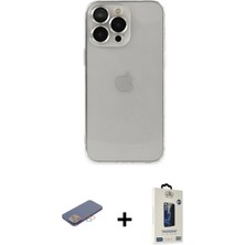 DS LLC Ieg™ iPhone 13 Pro Max Kılıf Ufuk Minimal Özel Seri - Siyah Bilvis Hayalet Cam Ekran Koruyucu +