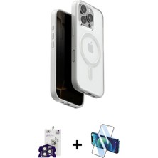 DS LLC Ieg™ iPhone 16 Pro Max Kılıf Pusula Form Serisi - Siyah 3D Antistatik Cam Ekran Koruyucu + Titan