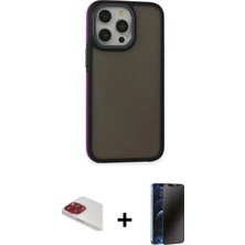 DS LLC Ieg™ iPhone 13 Pro Max Kılıf Eksen Işık - Siyah 3D Antistatik Hayalet Cam Ekran Koruyucu + Kı