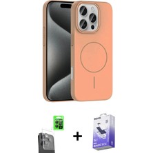 DS LLC Ieg™ iPhone 16 Pro Max Kılıf Siluet Doku Özel Seri - Siyah Bilvis 5in1 5d Magic Hayalet Cam Ekr