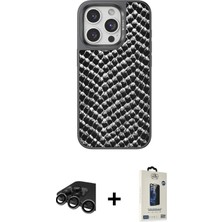 DS LLC Ieg™ iPhone 15 Pro Kılıf Vadi Özel Seri - Siyah Bilvis Hayalet Cam Ekran Koruyucu + Titanyum gr