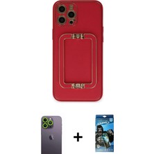 DS LLC Ieg™ iPhone 12 Pro Max Kılıf Kozmos Minimal Prime - Siyah 34D Izgaralı Cam + Yeşil Neon Fosfor