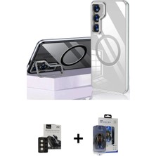 DS LLC Ieg™ Galaxy S24 Kılıf Nova Doku - Siyah Vanessa Magic Cam + Gold Pvd Metal Kamera Lens