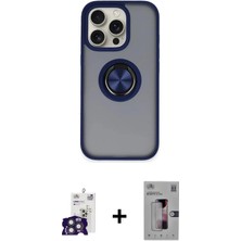 DS LLC Ieg™ iPhone 16 Pro Max Kılıf Yörünge Çizgi - Siyah Bilvis 3D Mat Cam Ekran Koruyucu + Titanyu